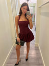 EL323 Wine Bubble Halter Dress