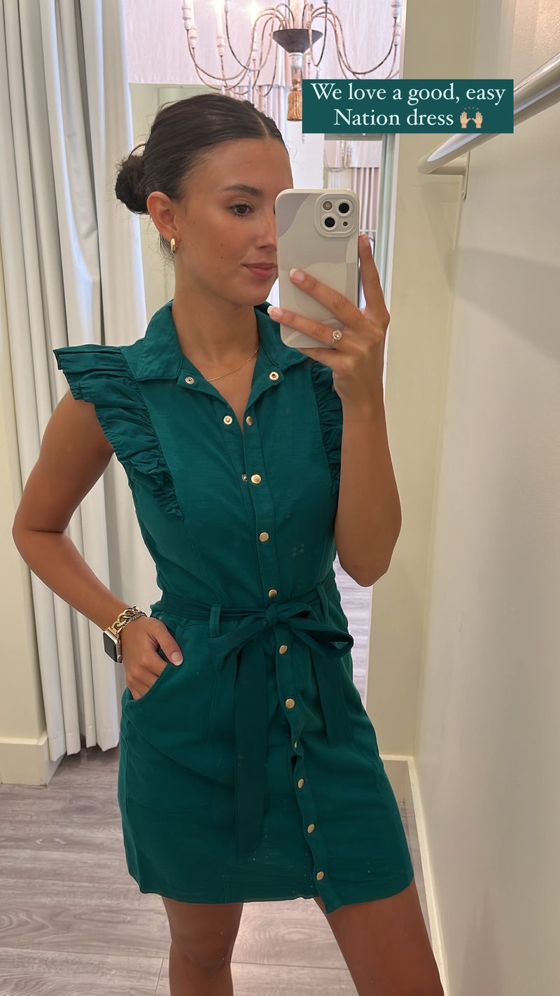 N296 fennix ruffled collar mini emerald