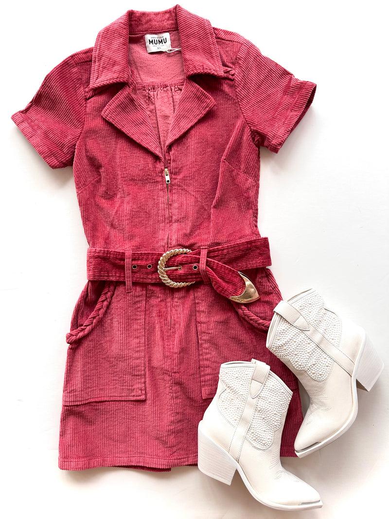 MM587 rose corduroy dress