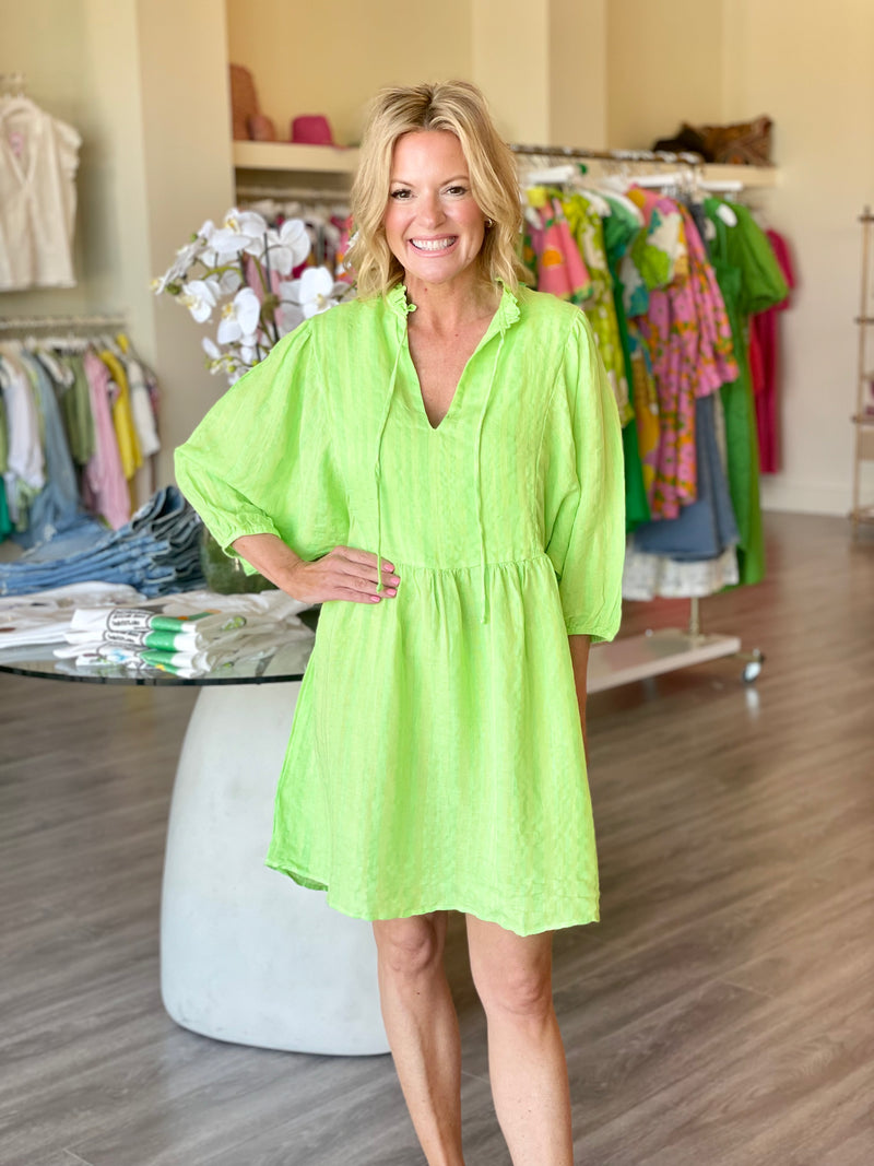 ST2167 Neon green babydoll dress