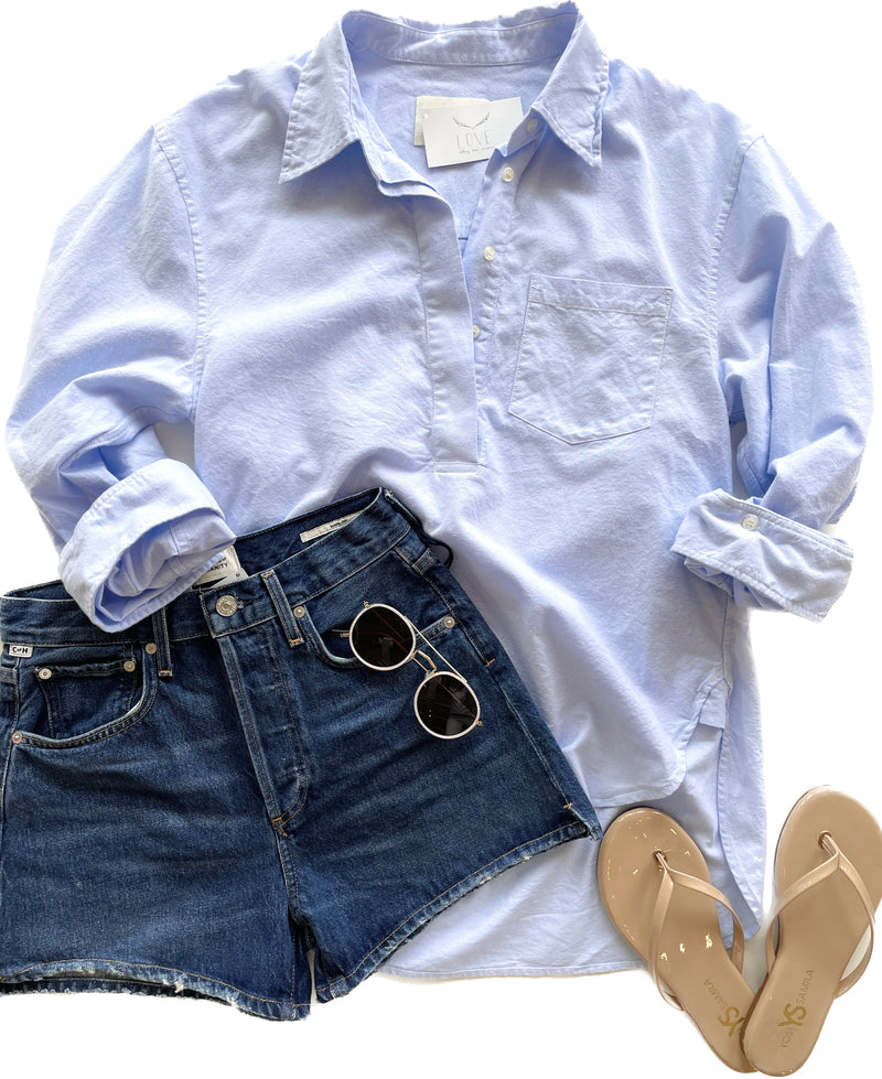 COH9301 Aave Oversized Cuff Shirt - Oxford Blue