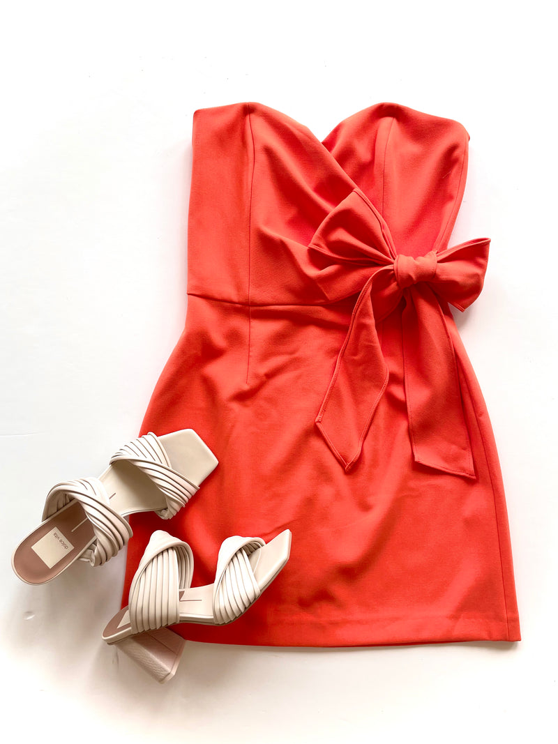 FC71N strapless orange bow dress