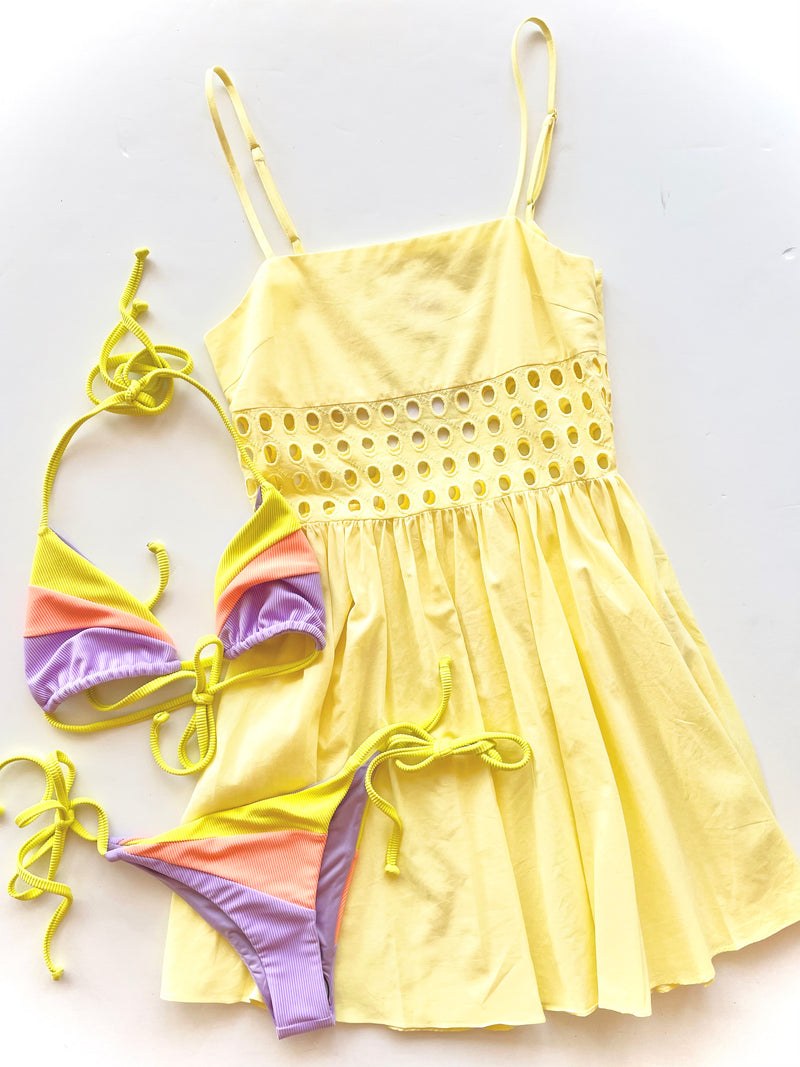 SS3104 banana mini eyelet dress