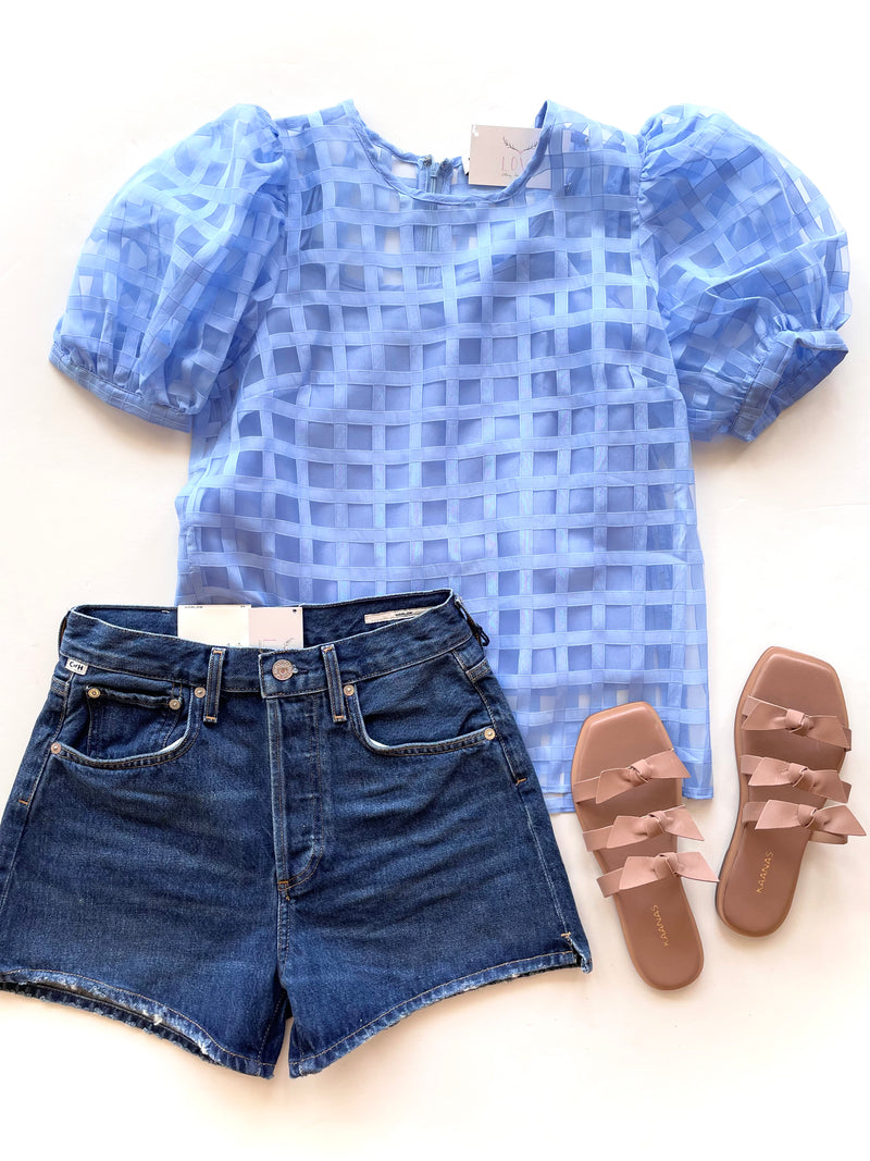 AA340 Blue Plaid Top
