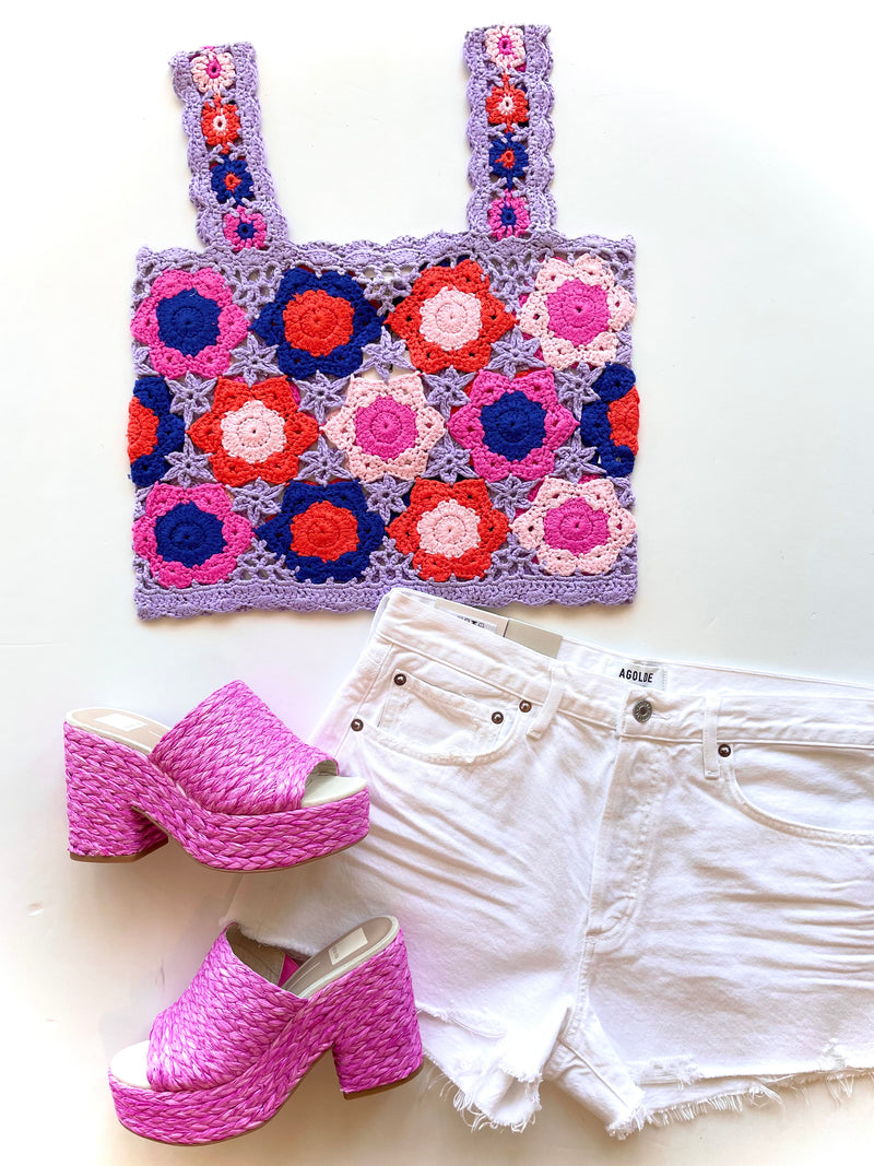AL517 Rainbow Crochet Tank