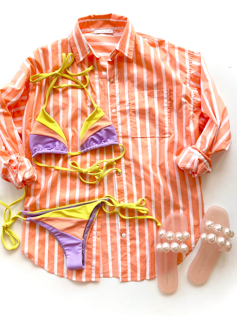 KA2300 Stripe poplin button up tunic