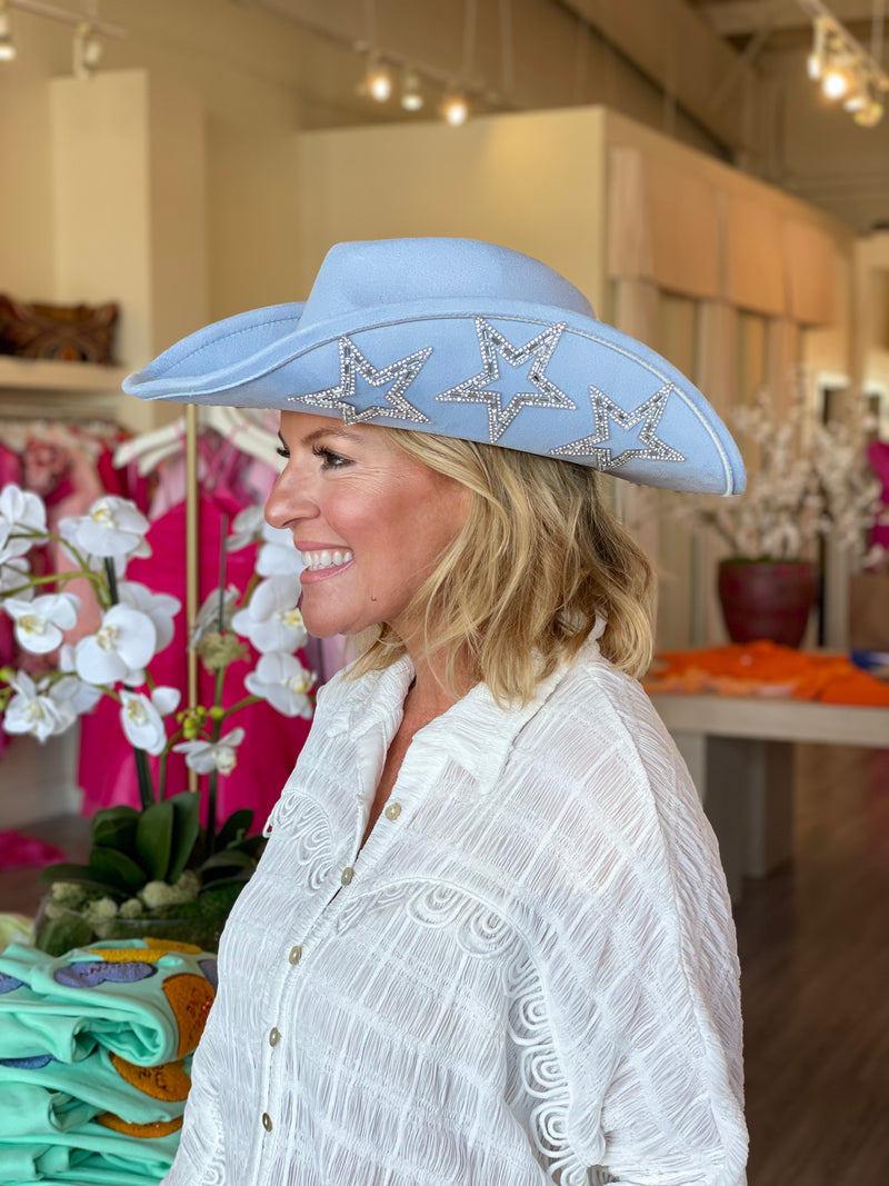 Blue star cowboy hat